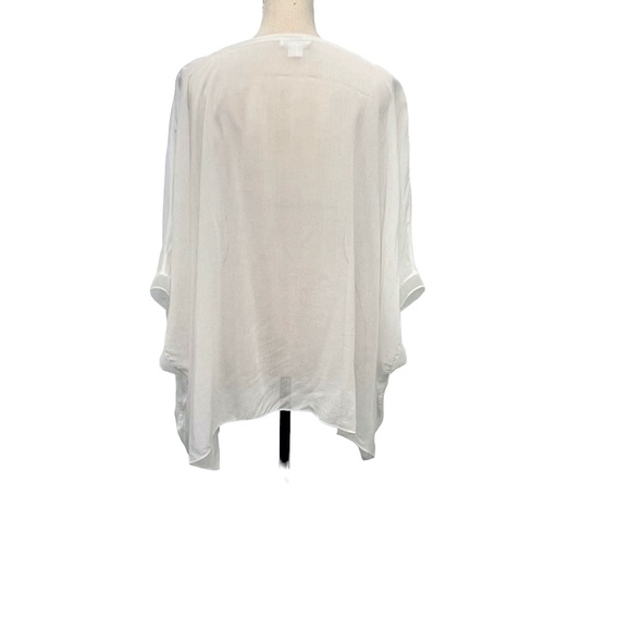 HELMUT LANG WHITE SEMI SHEER OVERSIZED ASYMMETRICAL BOXY CUT BATWING TOP - Picture 5 of 12